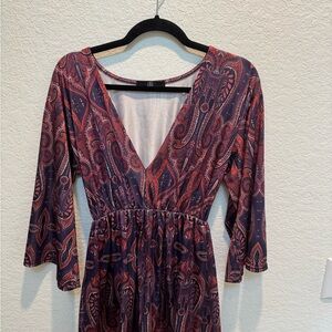 Nordstrom Paisley V-Neck Long Sleeve Dress